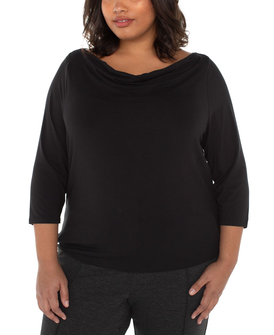 Трикотажный топ больших размеров с рукавами 3/4 и драпировкой Liverpool Los Angeles, Black
Трикотажный топ больших размеров с рукавами 3/4 и драпировкой Liverpool Los Angeles, Black