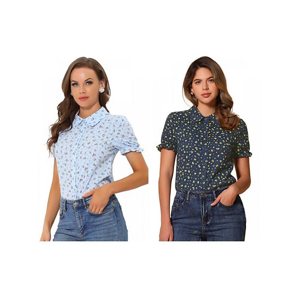 2 упаковки женской блузки с воротником питер пэн и коротким рукавом Inspire Chic, Dark Blue Light Blue
2 упаковки женской блузки с воротником питер пэн и коротким рукавом Inspire Chic, Dark Blue Light Blue