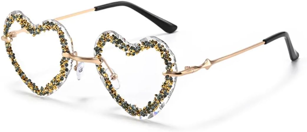 Женские блестящие солнцезащитные очки с бриллиантами, сексуальные, без оправы, со стразами, металлические, в форме сердца, с защитой от УФ-излучения UV400 TVTBBVV, Gold-clear
Женские блестящие солнцезащитные очки с бриллиантами, сексуальные, без оправы, со стразами, металлические, в форме сердца, с защитой от УФ-излучения UV400 TVTBBVV, Gold-clear