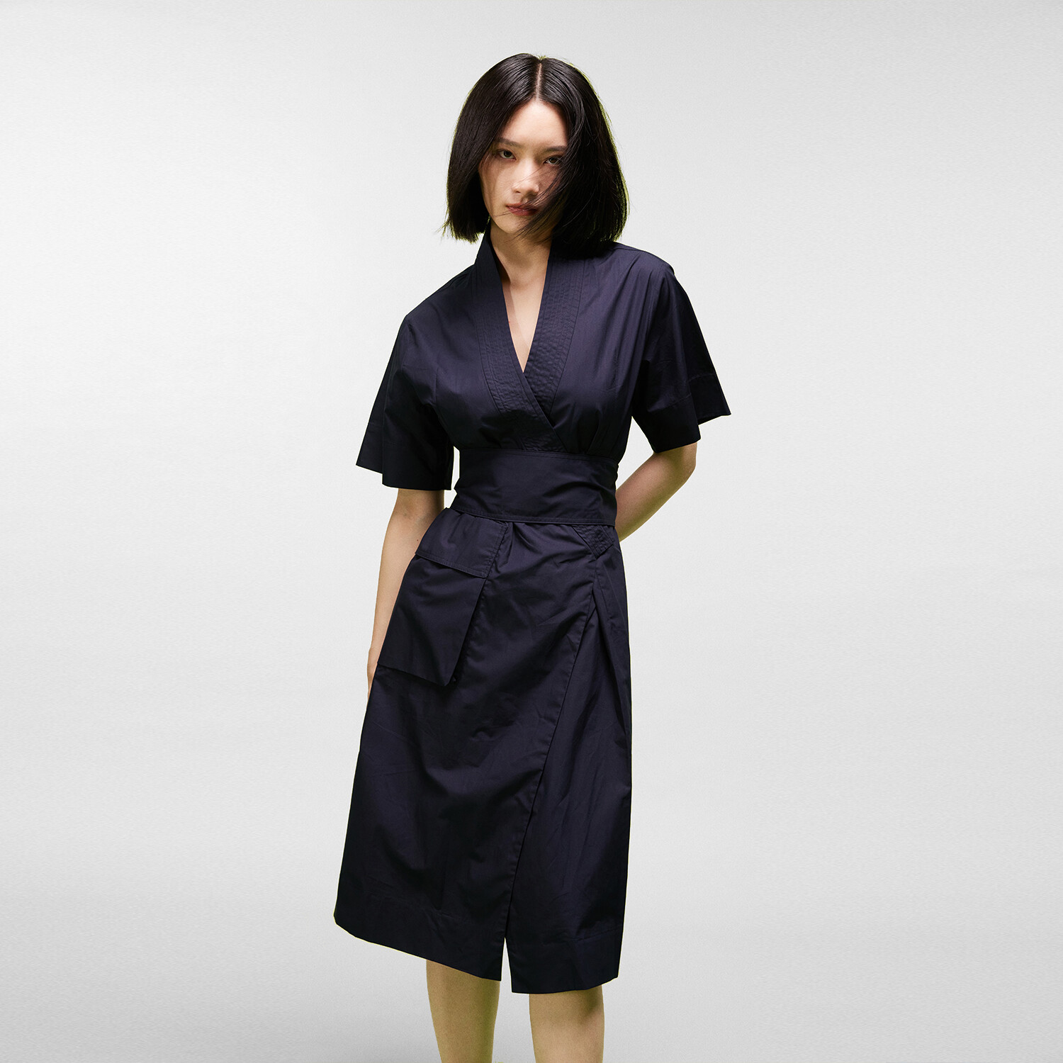 Платье-Кимоно с запахом из хлопка Smart And Joy, синий 
Платье-Кимоно с запахом из хлопка Smart And Joy, синий