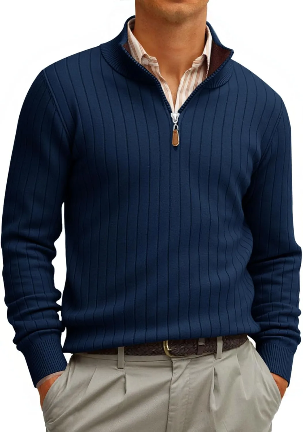 Runcati мужской свитер с четвертью молнии и воротником-стойкой, рифленый вязаный пуловер, легкий поло-свитер для осени
Runcati мужской свитер с четвертью молнии и воротником-стойкой, рифленый вязаный пуловер, легкий поло-свитер для осени