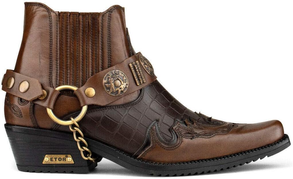 Мужские кожаные ковбойские ботинки на щиколотку с крокодиловым узором, кубинским каблуком и металлической цепочкой Infinity Leather, коричневый
Мужские кожаные ковбойские ботинки на щиколотку с крокодиловым узором, кубинским каблуком и металлической цепочкой Infinity Leather, коричневый