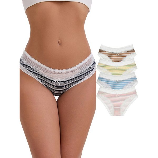 Женские трусики с хлопковой отделкой кружевом, мид-райз, эластичные, удобные, в полоску, 5 шт Inspire Chic, Blackgreenpinkblueasst
Женские трусики с хлопковой отделкой кружевом, мид-райз, эластичные, удобные, в полоску, 5 шт Inspire Chic, Blackgreenpinkblueasst