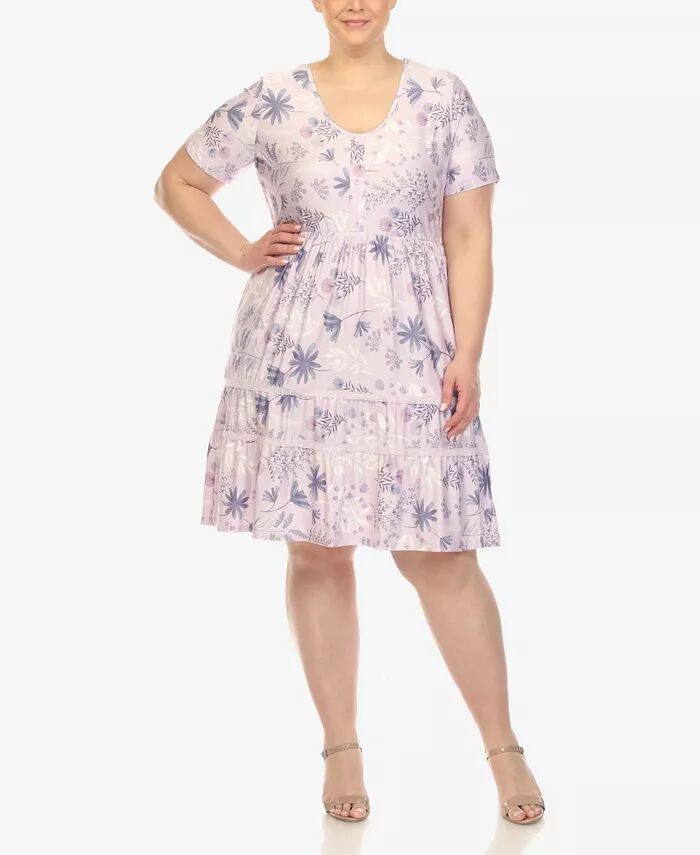 Платье больших размеров с цветочным принтом и короткими рукавами длиной до колена White Mark, фиолетовый
Платье больших размеров с цветочным принтом и короткими рукавами длиной до колена White Mark, фиолетовый