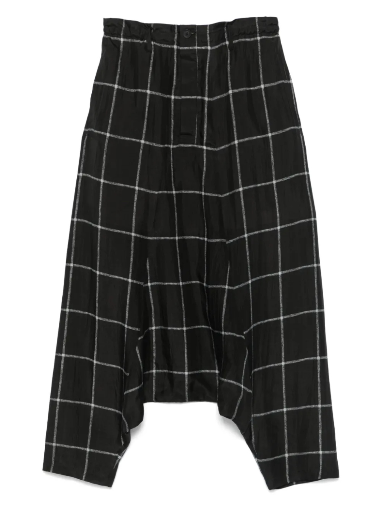 Брюки с заниженным шаговым швом в клетку Yohji Yamamoto, черный
Брюки с заниженным шаговым швом в клетку Yohji Yamamoto, черный