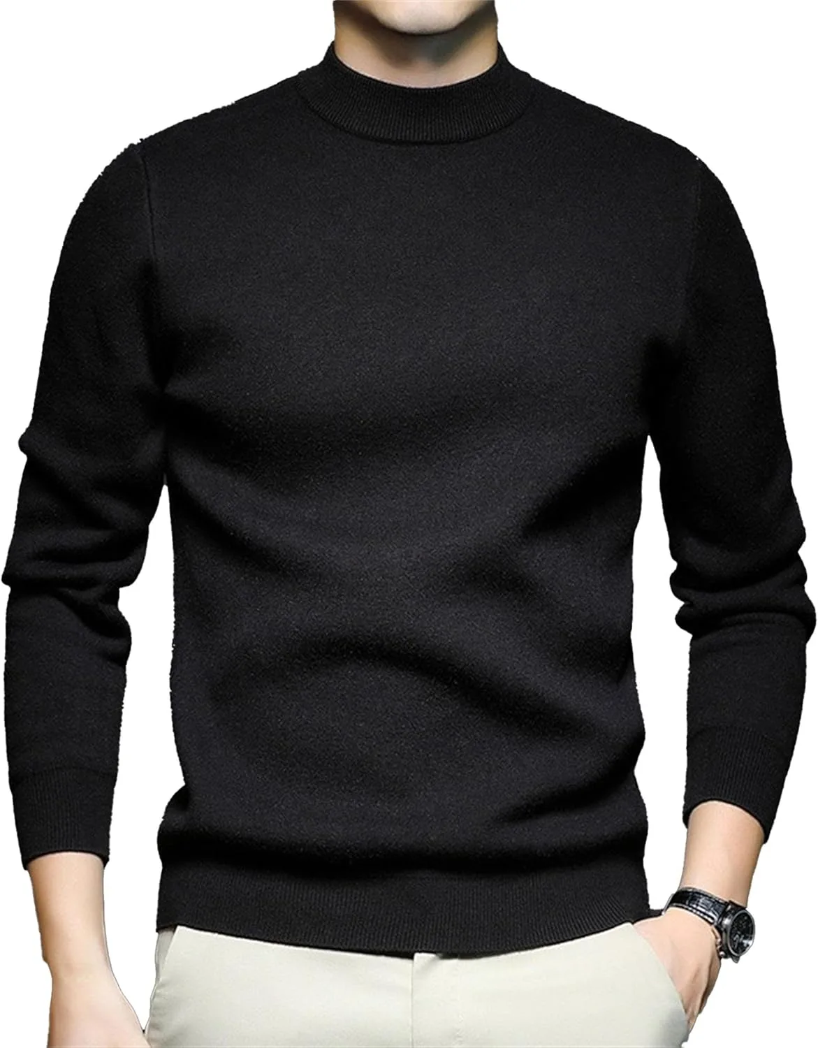 Мужской вязаный свитер с полуворотником, длинный рукав QOAAIE
Мужской вязаный свитер с полуворотником, длинный рукав QOAAIE