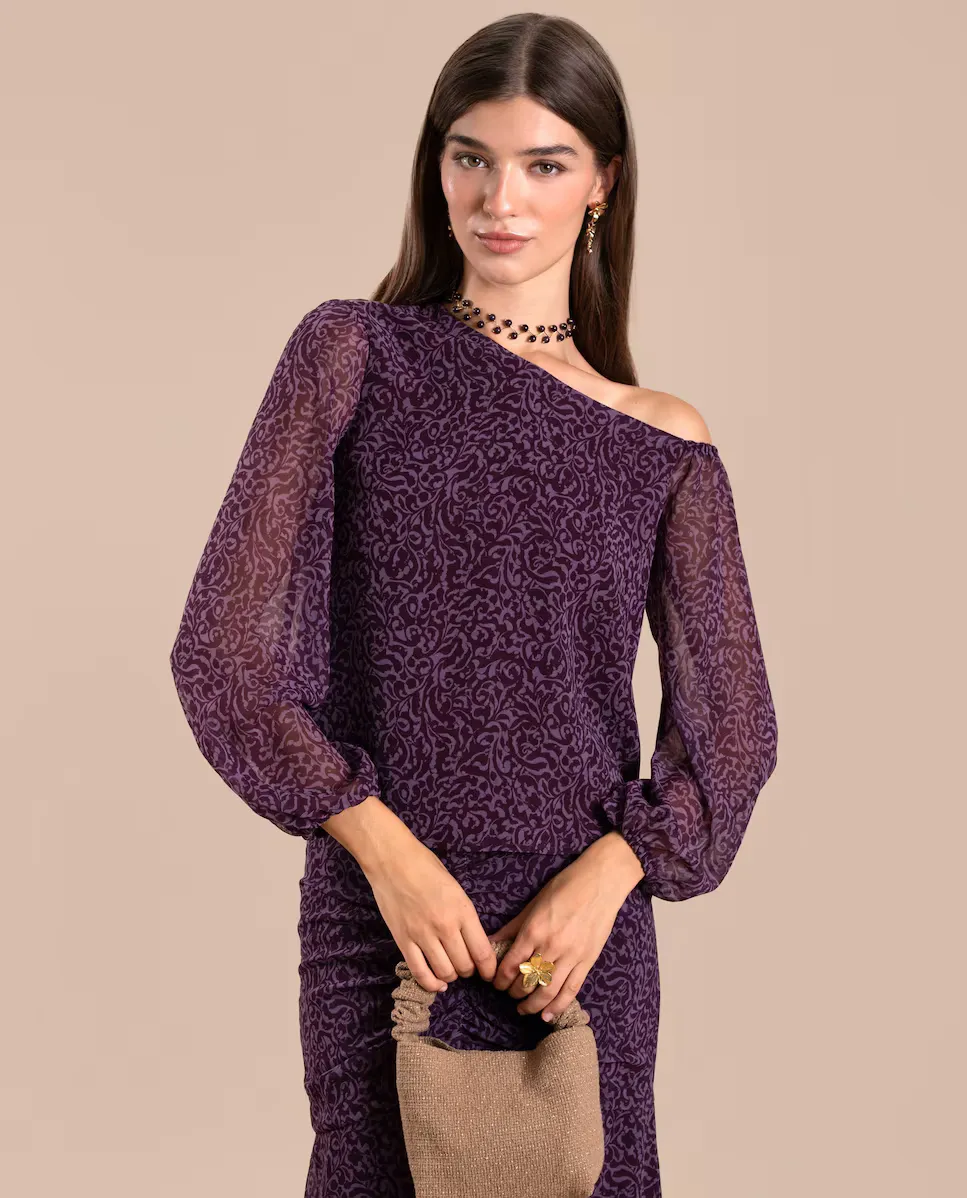 Женская ассиметричная блузка с открытыми плечами The-Are, пурпурный
Женская ассиметричная блузка с открытыми плечами The-Are, пурпурный