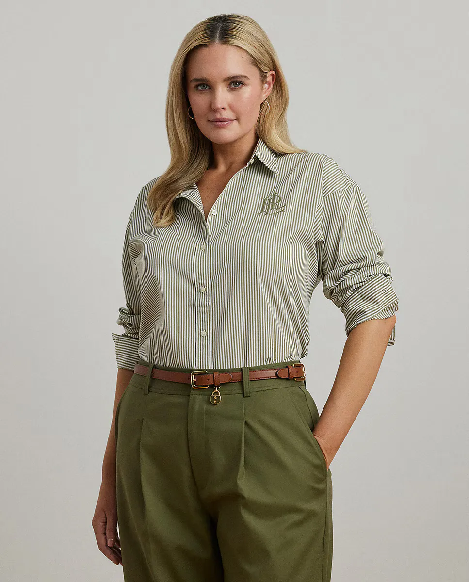 Женская рубашка больших размеров из ткани свободного кроя в полоску Lauren Ralph Lauren, зеленый
Женская рубашка больших размеров из ткани свободного кроя в полоску Lauren Ralph Lauren, зеленый