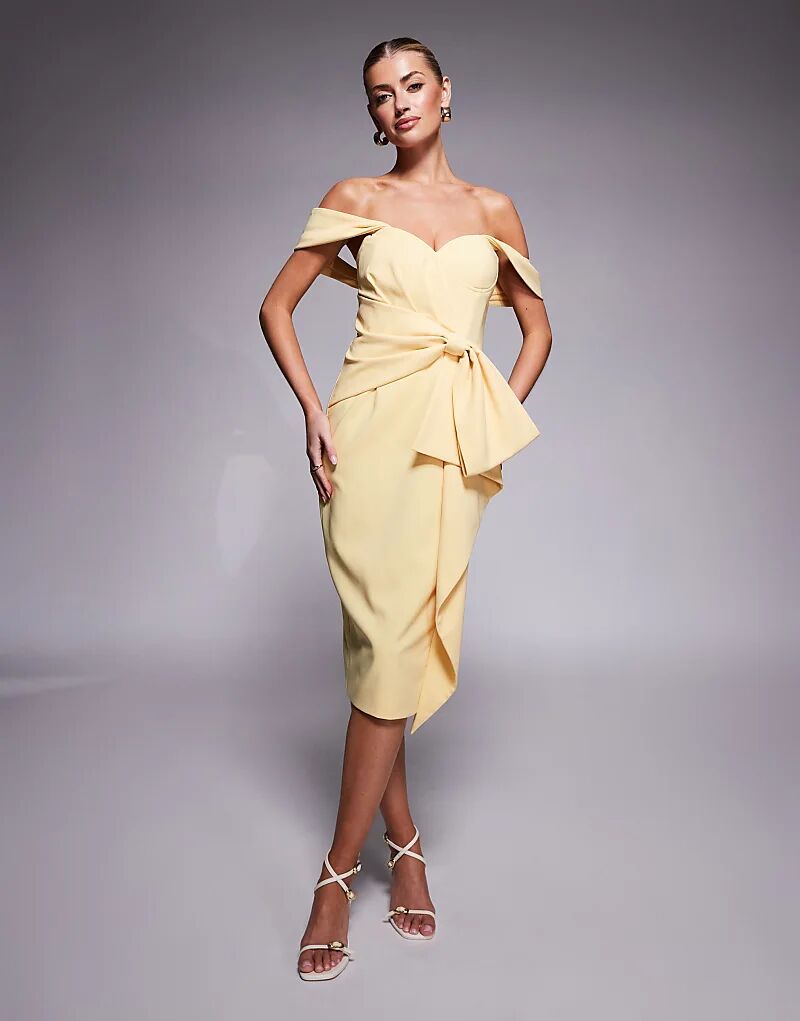 Платье миди Lavish Alice с открытыми плечами и бантом желтого цвета
Платье миди Lavish Alice с открытыми плечами и бантом желтого цвета