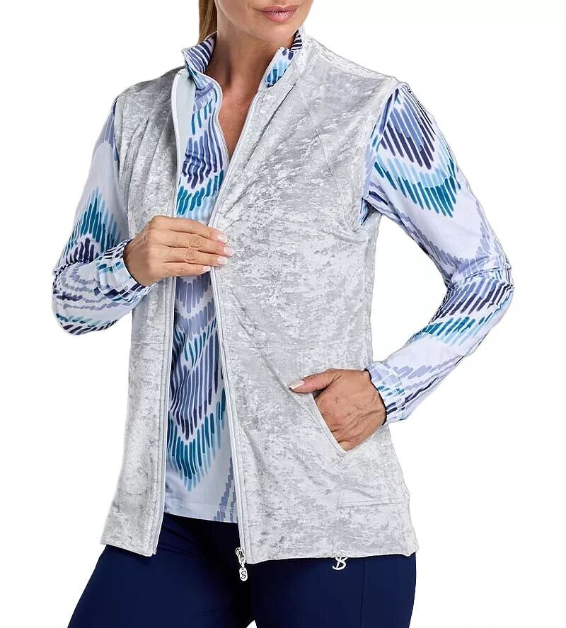 Женский бархатный теннисный жилет Sofibella UV Staples из мятого бархата 
Женский бархатный теннисный жилет Sofibella UV Staples из мятого бархата