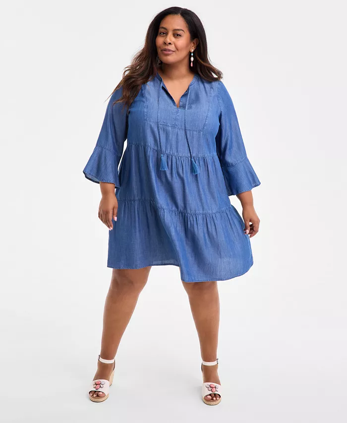 Платье с разрезом на шее и ярусами, с рукавами-крылышками больших размеров Style & Co, синий
Платье с разрезом на шее и ярусами, с рукавами-крылышками больших размеров Style & Co, синий