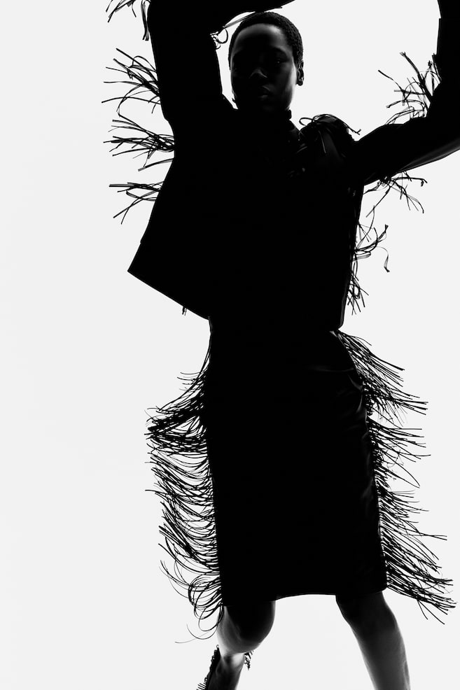 Юбка с покрытием и бахромой H&M, черный
Юбка с покрытием и бахромой H&M, черный