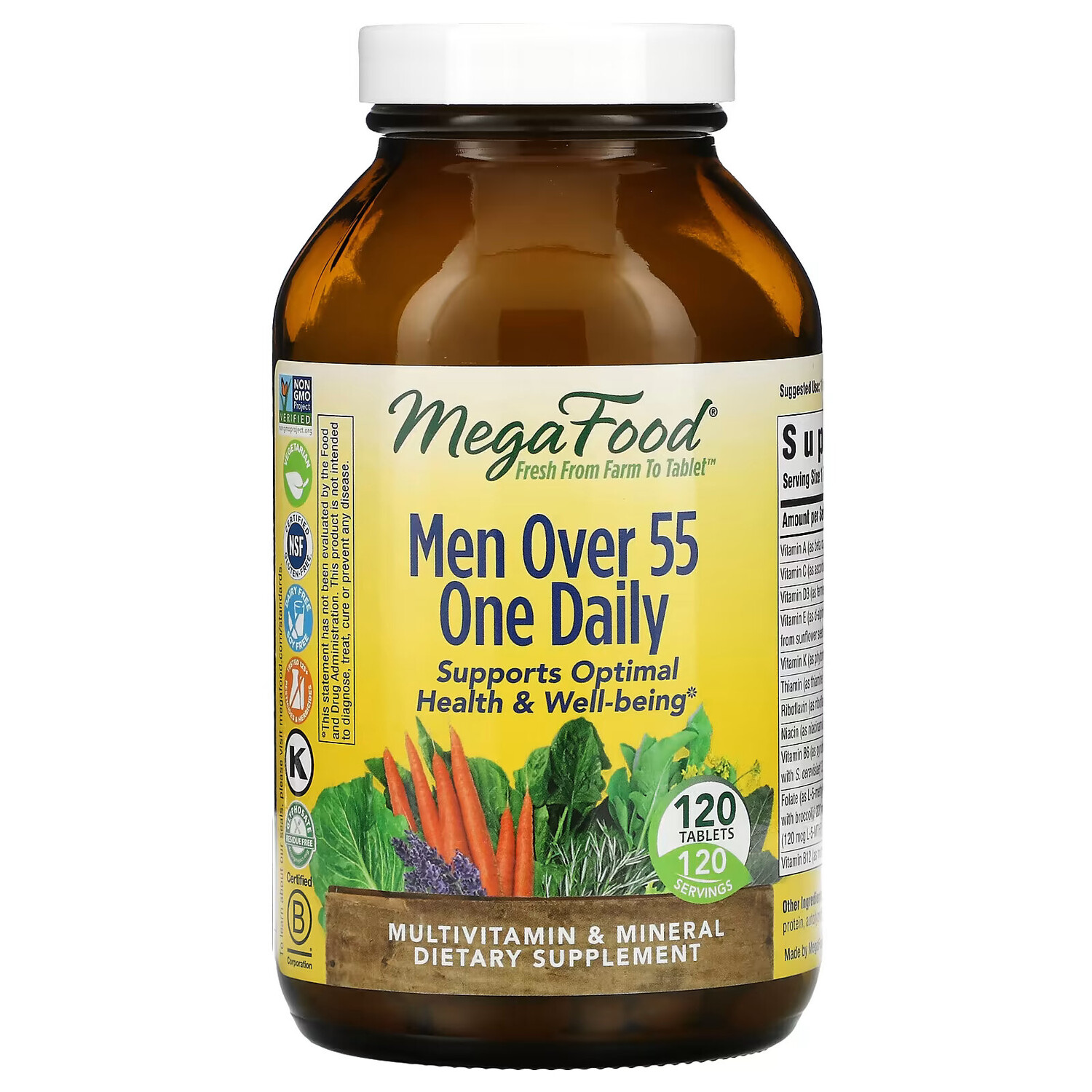 MegaFood, мультивитамины для мужчин старше 55 лет, для приема один раз в день, 120 таблеток
MegaFood, мультивитамины для мужчин старше 55 лет, для приема один раз в день, 120 таблеток