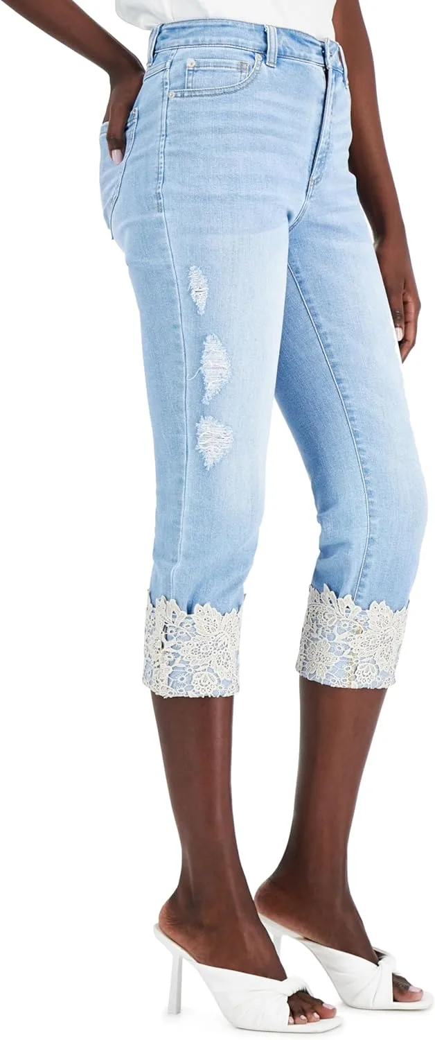 International Concepts Petite джинсы кроп с потертостями и кружевными манжетами
International Concepts Petite джинсы кроп с потертостями и кружевными манжетами