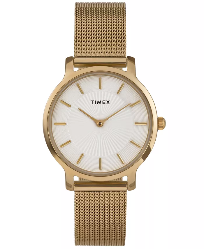 Женские кварцевые часы с аналоговым циферблатом Quartz в золотистом корпусе из нержавеющей стали, 34 мм Timex
Женские кварцевые часы с аналоговым циферблатом Quartz в золотистом корпусе из нержавеющей стали, 34 мм Timex