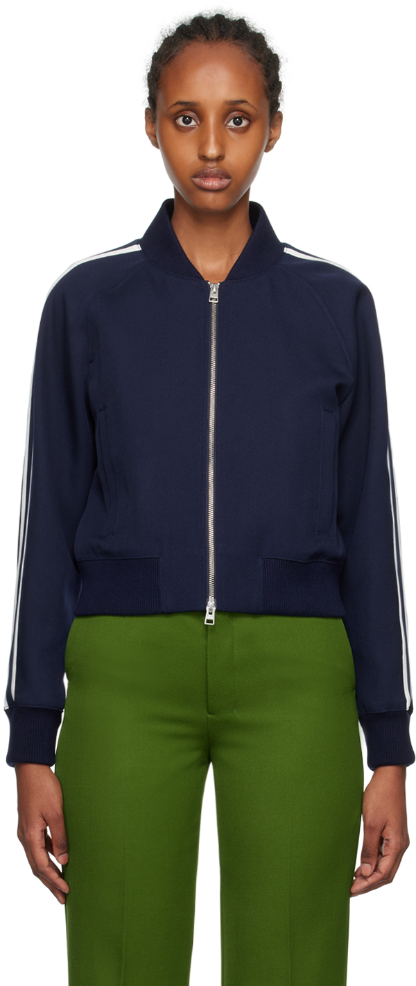 Куртка-бомбер с застежкой-молнией темно-синего цвета AMI Paris
Куртка-бомбер с застежкой-молнией темно-синего цвета AMI Paris