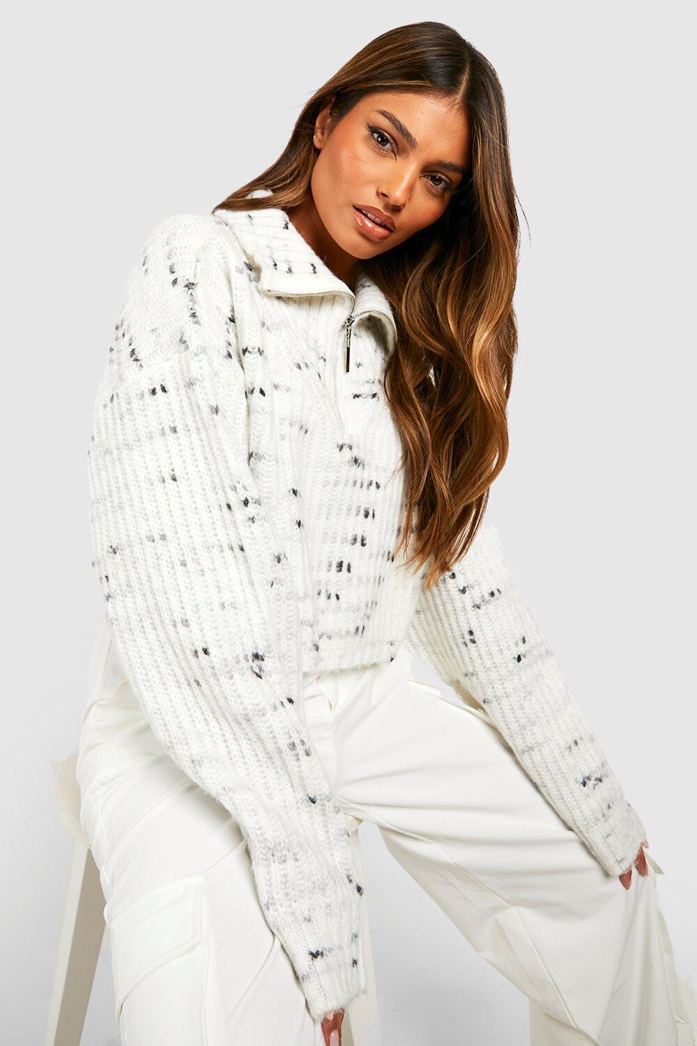 Свитер мягкого трикотажа из нэповой пряжи с воротником на молнии Boohoo, экру
Свитер мягкого трикотажа из нэповой пряжи с воротником на молнии Boohoo, экру