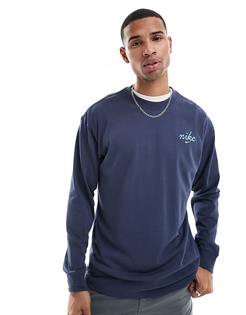 Футболка с длинным рукавом темно-синего цвета Nike
Футболка с длинным рукавом темно-синего цвета Nike