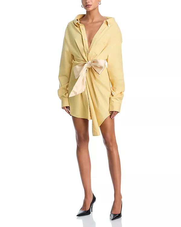 Платье-Рубашка из оксфордской ткани с атласным узлом Area, желтый
Платье-Рубашка из оксфордской ткани с атласным узлом Area, желтый