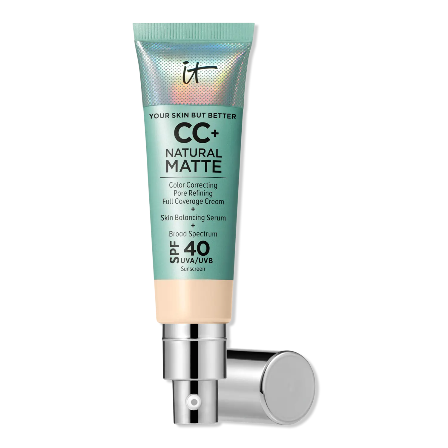 CC+ кремовая натуральная матирующая тональная основа с SPF 40 IT Cosmetics, Fair Warm
CC+ кремовая натуральная матирующая тональная основа с SPF 40 IT Cosmetics, Fair Warm