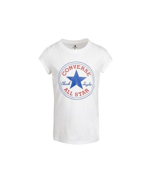 Футболка для девочки с короткими рукавами Converse, белый 
Футболка для девочки с короткими рукавами Converse, белый