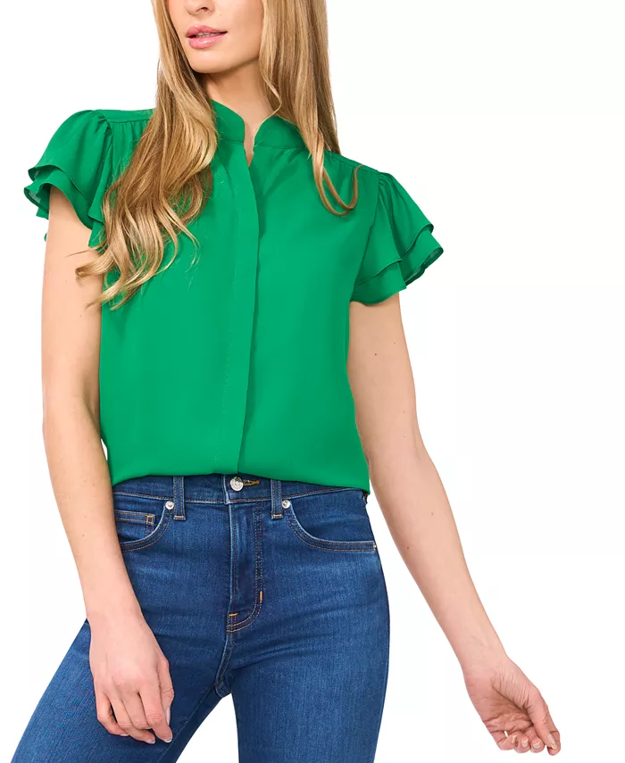Женская блузка с воланами на рукавах и застежкой на пуговицы спереди CeCe, зеленый
Женская блузка с воланами на рукавах и застежкой на пуговицы спереди CeCe, зеленый