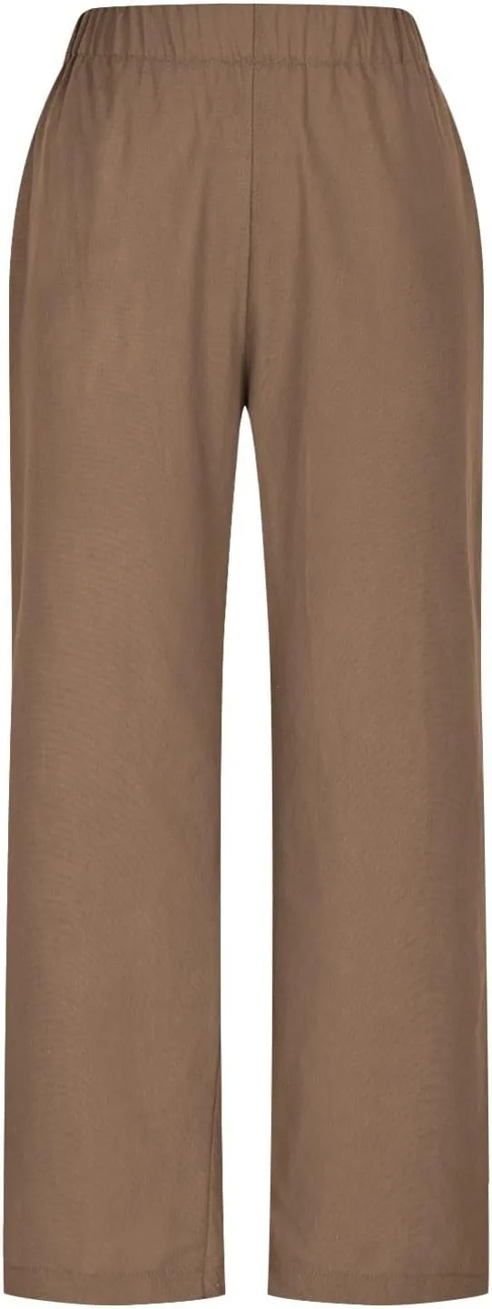 Льняные брюки прямого кроя для женщин с боковым разрезом на пуговицах и эластичным поясом
Льняные брюки прямого кроя для женщин с боковым разрезом на пуговицах и эластичным поясом