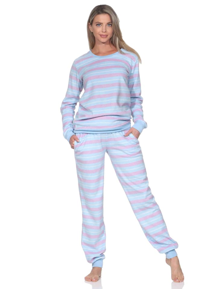 NORMANN Флисовая пижама с длинными рукавами и манжетами, в непринужденном стиле, светло-голубого цвета
NORMANN Флисовая пижама с длинными рукавами и манжетами, в непринужденном стиле, светло-голубого цвета