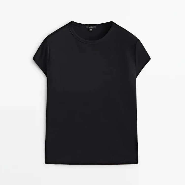 Футболка Massimo Dutti Short Sleeve Mercerised Cotton, черный 
Футболка Massimo Dutti Short Sleeve Mercerised Cotton, черный