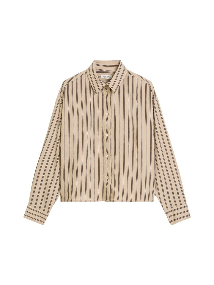 Свободная укороченная блузка в полоску с жатым узором, бежевого цвета Marc O'Polo
Свободная укороченная блузка в полоску с жатым узором, бежевого цвета Marc O'Polo