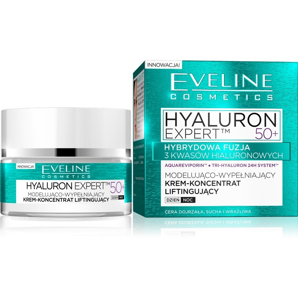 Eveline Cosmetics, Hyaluron Expert 50+, моделирующий и заполняющий крем-концентрат для дня и ночи, 50 мл
Eveline Cosmetics, Hyaluron Expert 50+, моделирующий и заполняющий крем-концентрат для дня и ночи, 50 мл