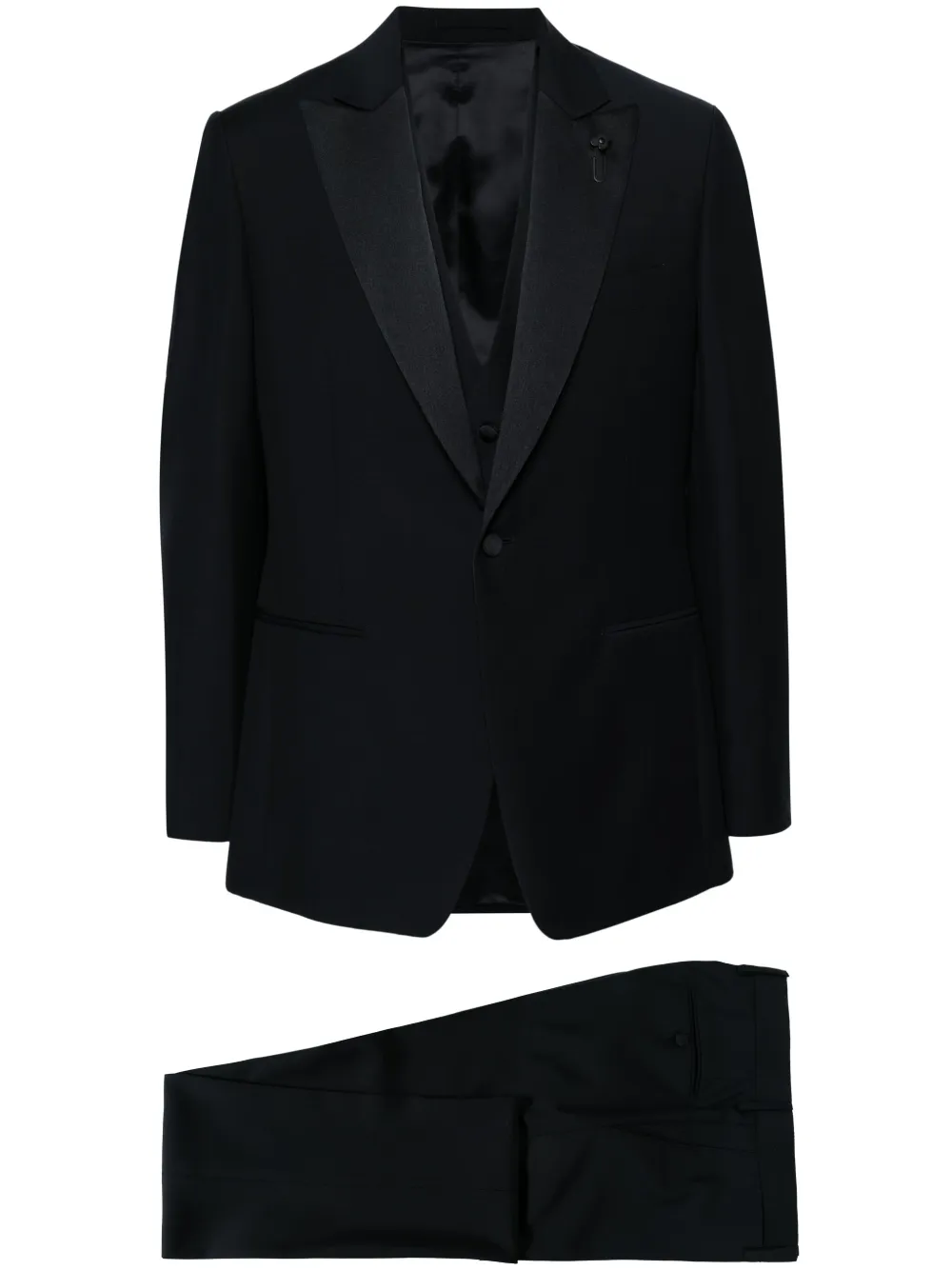 Шерстяной костюм с однобортным пиджаком Lardini, синий
Шерстяной костюм с однобортным пиджаком Lardini, синий