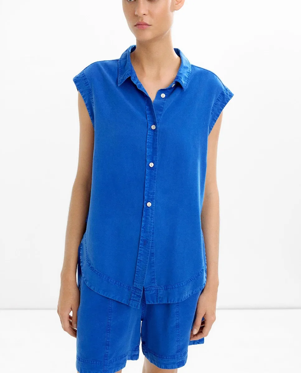 Женская блузка 100% лиоцелл короткий рукав однотонная Parfois, синий
Женская блузка 100% лиоцелл короткий рукав однотонная Parfois, синий