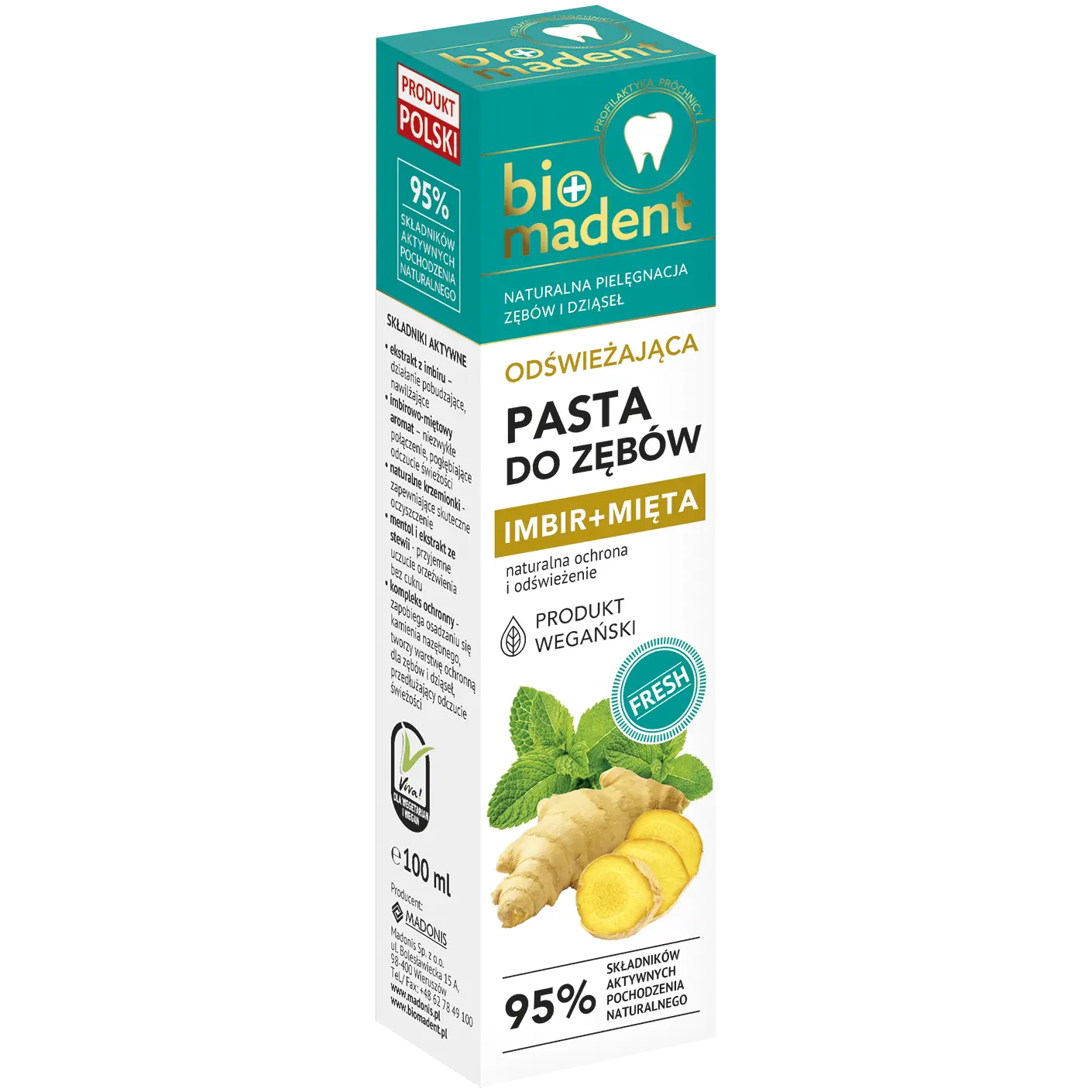 Bio Madent освежающая зубная паста, 100 мл
Bio Madent освежающая зубная паста, 100 мл