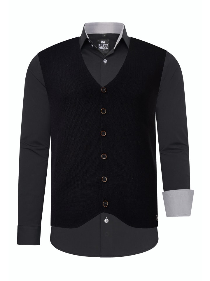 Rusty Neal Комплект из рубашки и жилета (2 предмета) в черно-сером цвете
Rusty Neal Комплект из рубашки и жилета (2 предмета) в черно-сером цвете
