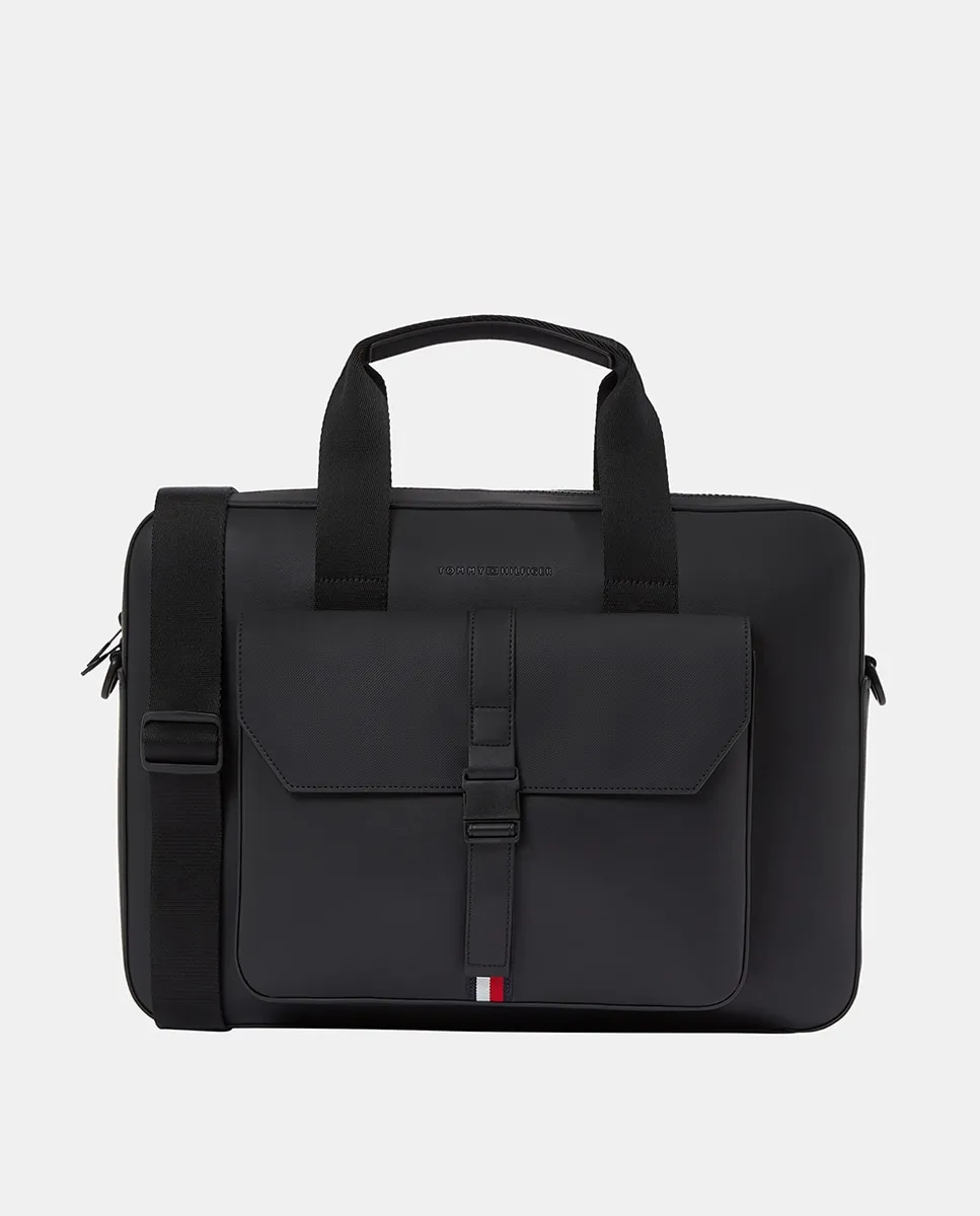 Мужской портфель из экокожи с регулируемым наплечным ремнем и логотипом спереди Tommy Hilfiger, черный
Мужской портфель из экокожи с регулируемым наплечным ремнем и логотипом спереди Tommy Hilfiger, черный