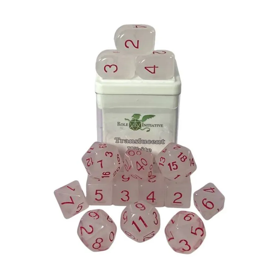 Многогранные игральные кости — полупрозрачные белые с розой и аркой4 (15), Game Dice - Translucent (Role 4 Initiative)
Многогранные игральные кости — полупрозрачные белые с розой и аркой4 (15), Game Dice - Translucent (Role 4 Initiative)