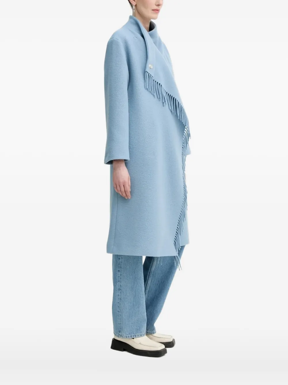 Асимметричное пальто с бахромой IRO, синий 
Асимметричное пальто с бахромой IRO, синий