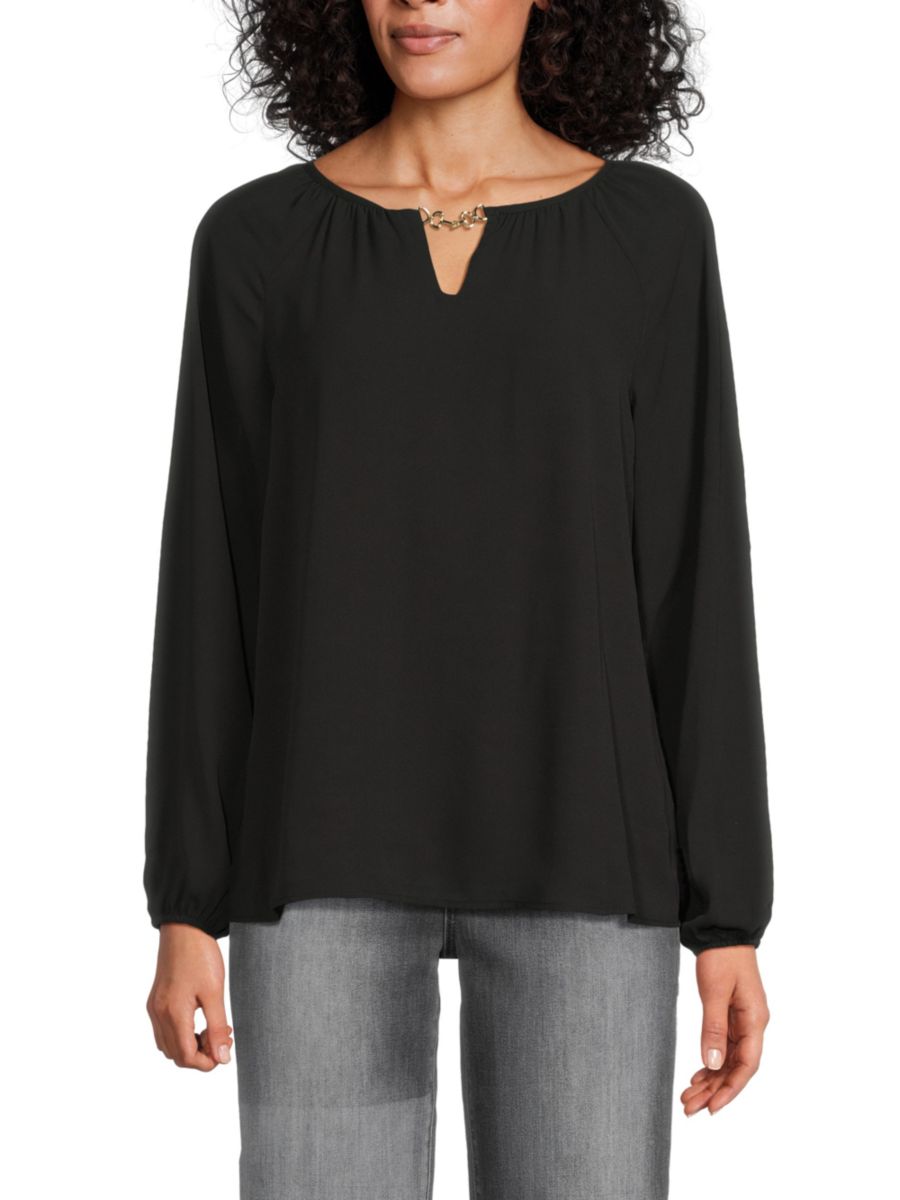 Блузка с разрезом на шее Tahari, черный
Блузка с разрезом на шее Tahari, черный