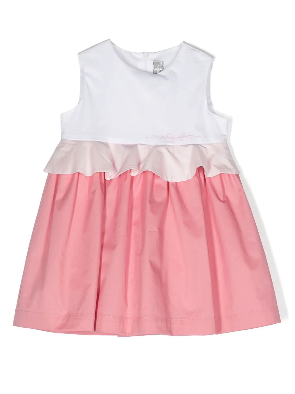 Платье в стиле колор-блок с оборками Il Gufo, белый