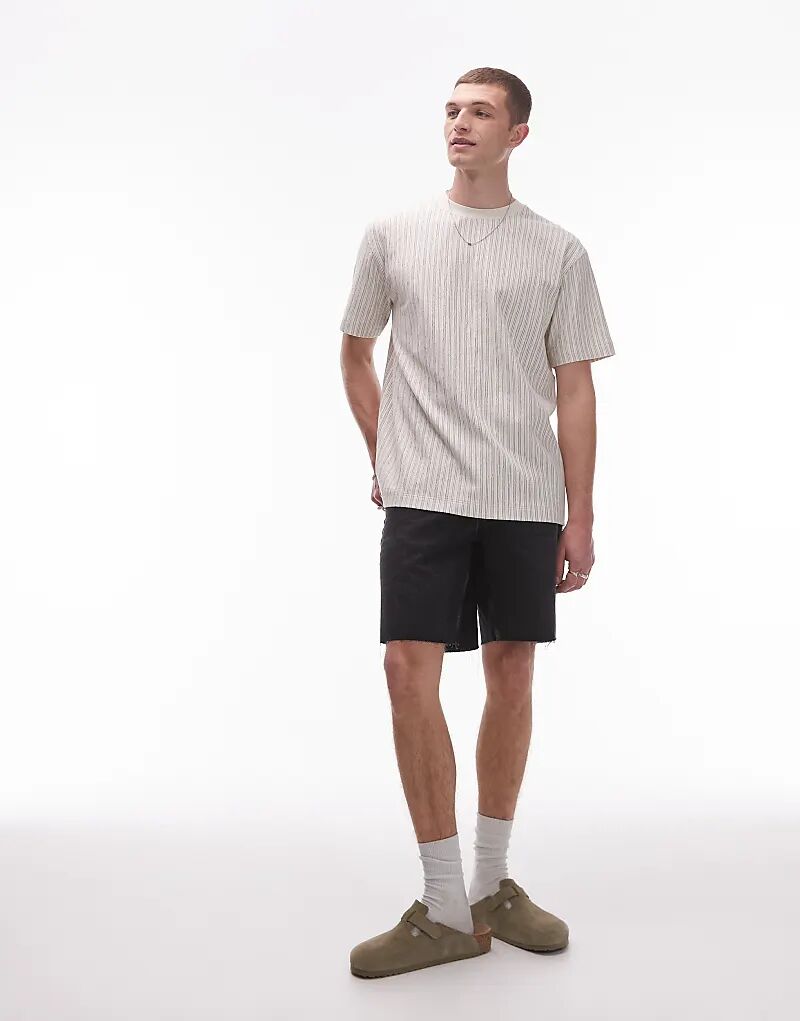 Футболка Topman свободного кроя в тонкую полоску цвета экрю 
Футболка Topman свободного кроя в тонкую полоску цвета экрю