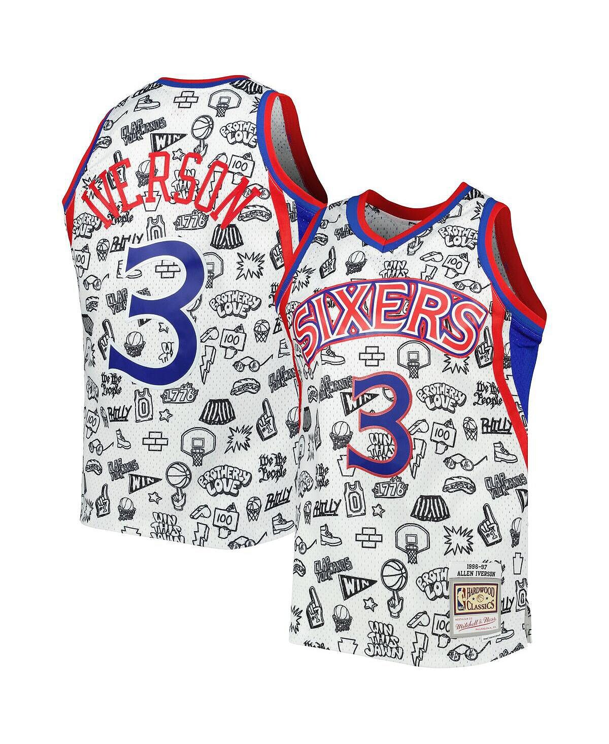 Мужская футболка allen iverson white philadelphia 76ers 1996-97 hardwood classics doodle swingman jersey Mitchell & Ness, белый
Мужская футболка allen iverson white philadelphia 76ers 1996-97 hardwood classics doodle swingman jersey Mitchell & Ness, белый