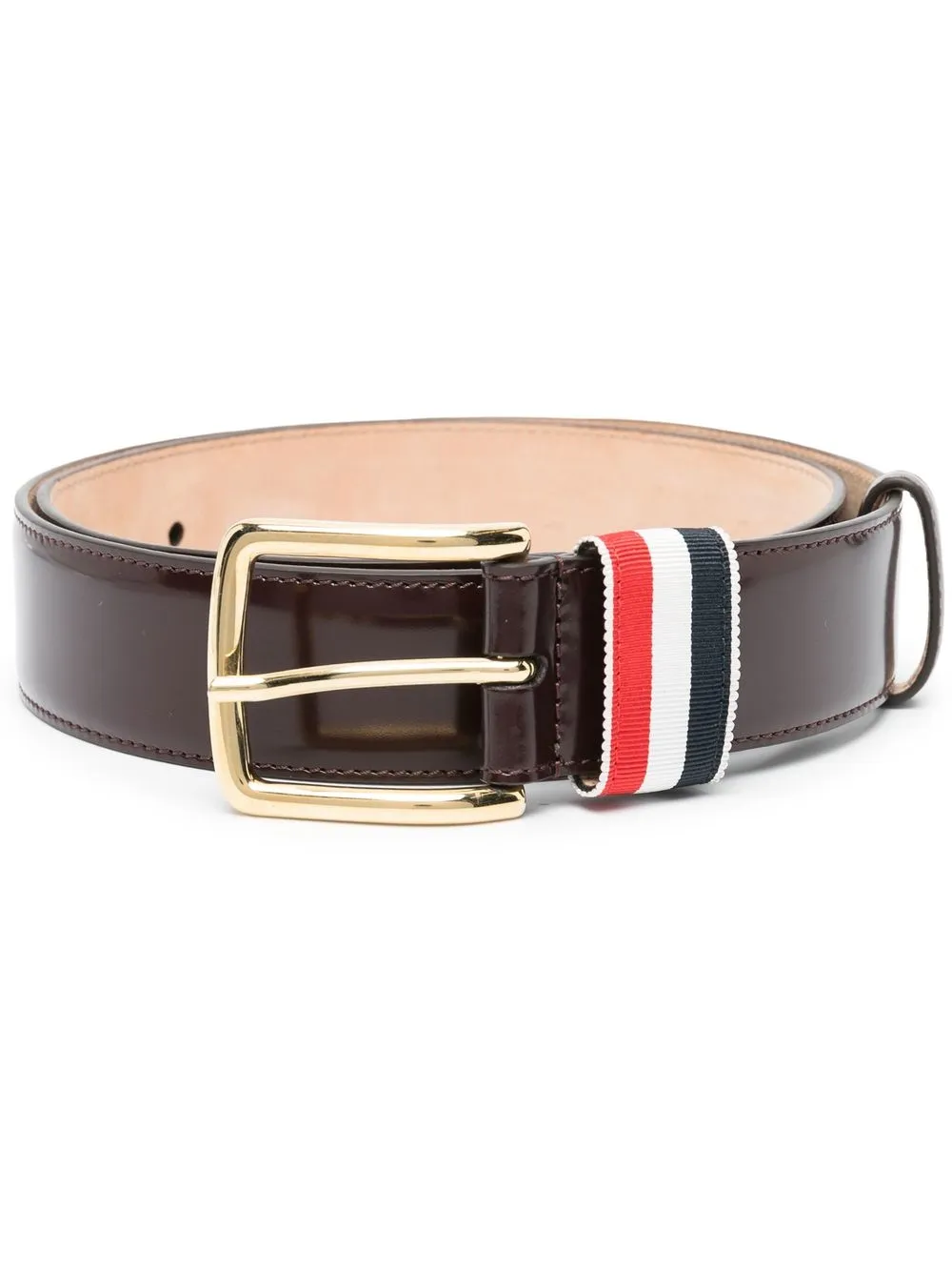 35-мм Ремень с полосками RWB Thom Browne, коричневый
35-мм Ремень с полосками RWB Thom Browne, коричневый