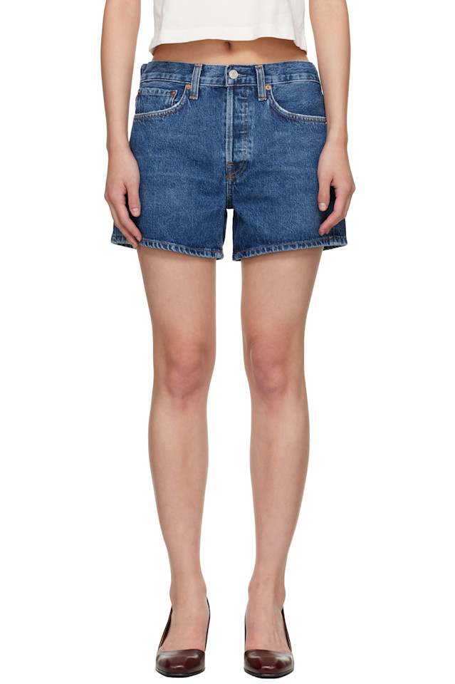 Agolde Синие длинные джинсовые шорты-паркер
Agolde Синие длинные джинсовые шорты-паркер