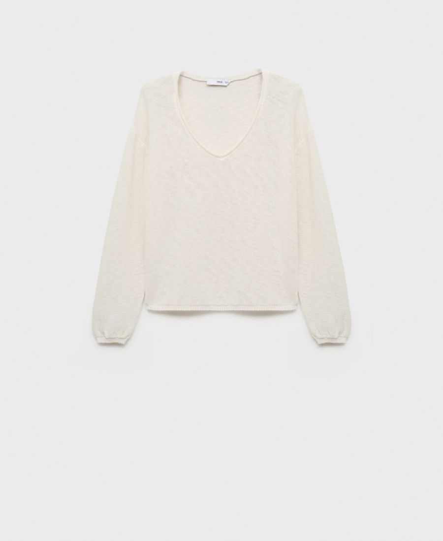 Женский вязаный свитер с V-образным вырезом MANGO, White
Женский вязаный свитер с V-образным вырезом MANGO, White