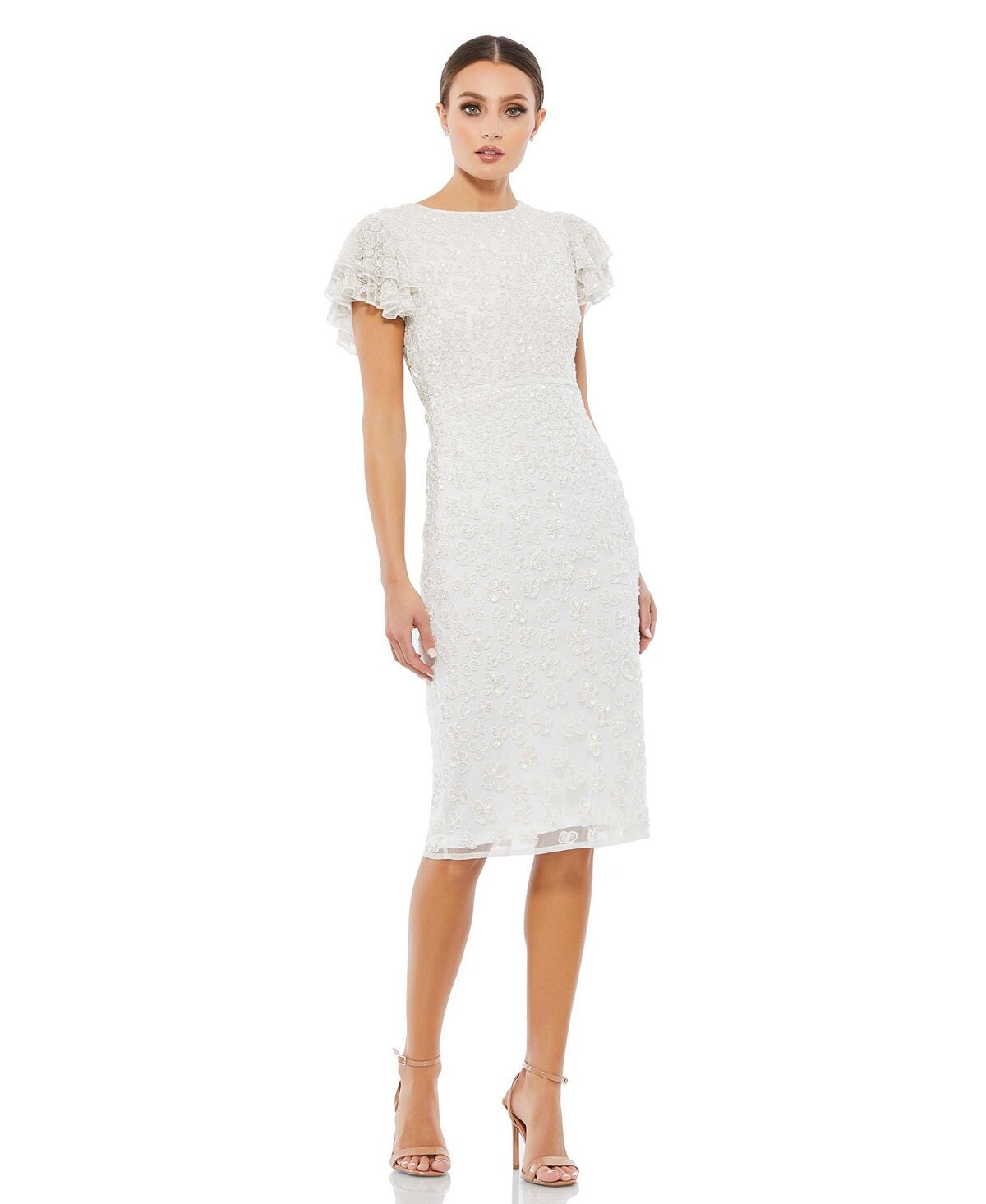Женское платье миди без рукавов с высоким воротником и украшением MAC DUGGAL, белый
Женское платье миди без рукавов с высоким воротником и украшением MAC DUGGAL, белый