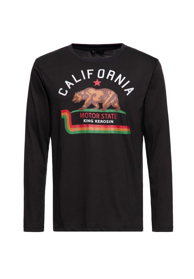 Рубашка с длинными рукавами и принтом «Калифорния» King Kerosin, черный 
Рубашка с длинными рукавами и принтом «Калифорния» King Kerosin, черный