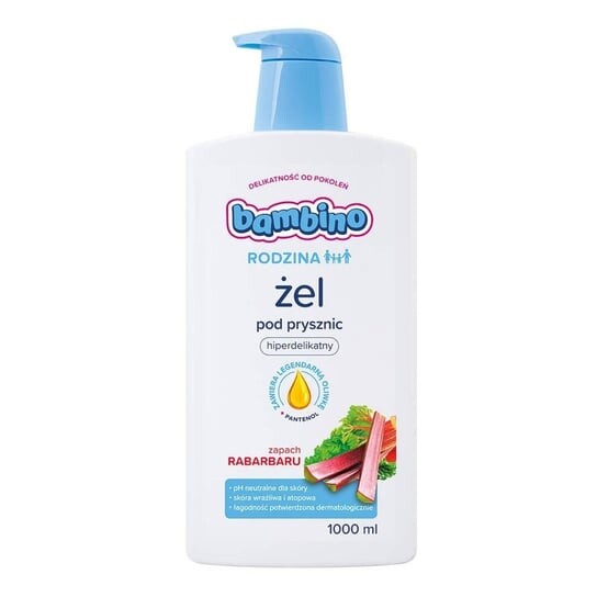 Семейный гипернежный гель для душа Ревень 1000мл Bambino
Семейный гипернежный гель для душа Ревень 1000мл Bambino