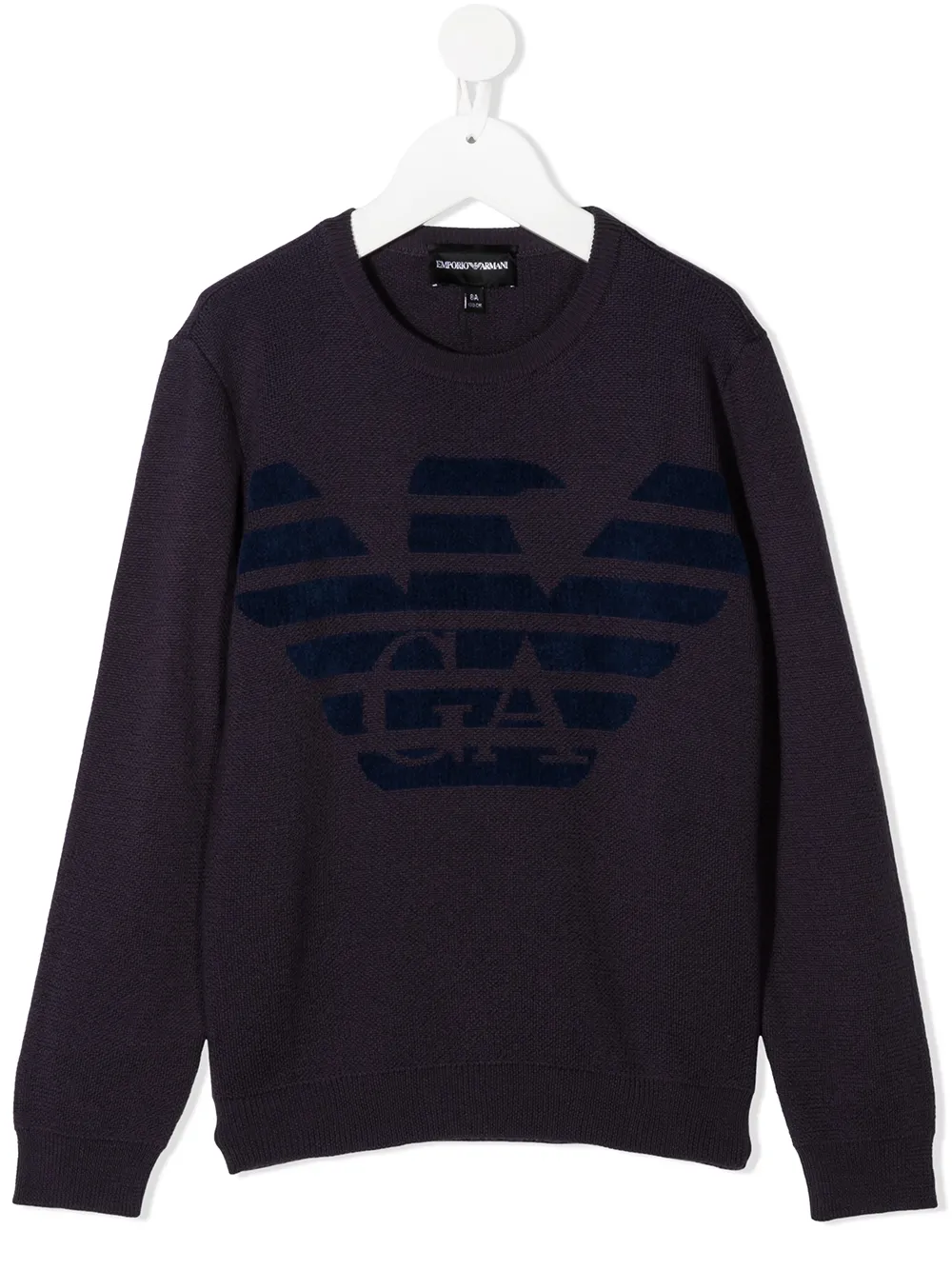 Джемпер с логотипом Emporio Armani Kids, фиолетовый 
Джемпер с логотипом Emporio Armani Kids, фиолетовый