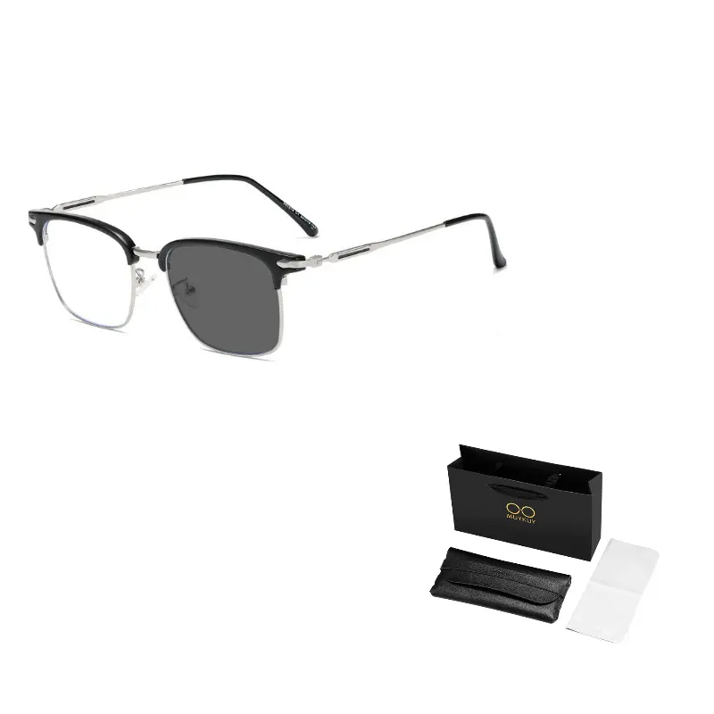 MUYKUY Унисекс солнцезащитные очки в стиле броулайн, MK372YJ-001 Silver Frame with Bright Black and Transparent Gradient Gray Lens
MUYKUY Унисекс солнцезащитные очки в стиле броулайн, MK372YJ-001 Silver Frame with Bright Black and Transparent Gradient Gray Lens